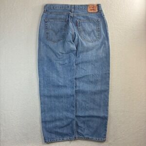 Y2K Levis 569 Loose Straight Jeans Men 36x32 Blue Faded Skater Baggy Whiskered
